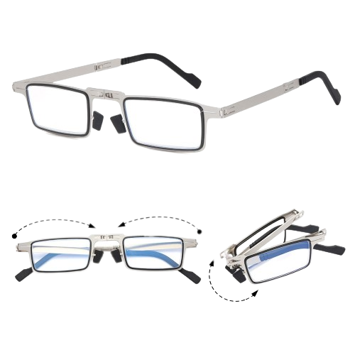 Lot De 2 Paires Lunettes De Lecture Pliantes – Compactes, Avec étui, Charnière Ressort, Anti-lumière Bleue, Noir