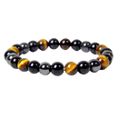 Bracelet Triple Protection - Œil de Tigre, Hématite et Obsidienne Noire