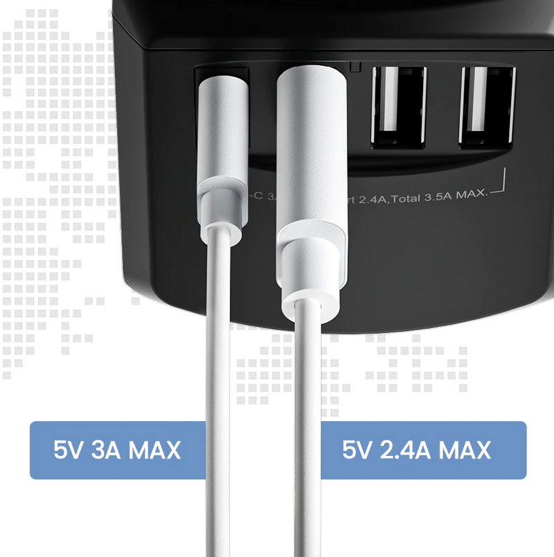 Adaptateur universel de voyage - EU, UK, USA & AU