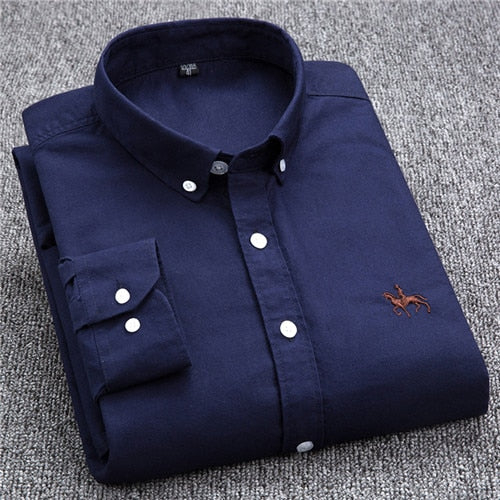 Camisa Oxford de algodón de manga larga