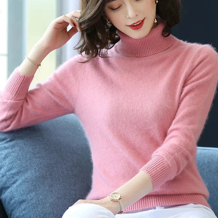 Jersey de cachemira cálido de cuello alto