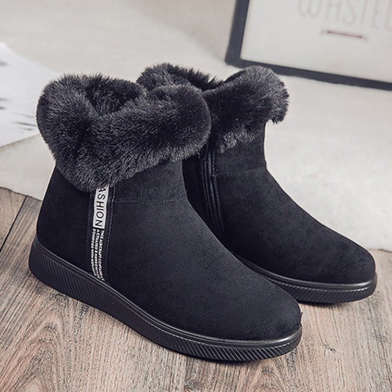 Bottines effet daim - fourrées - Femme