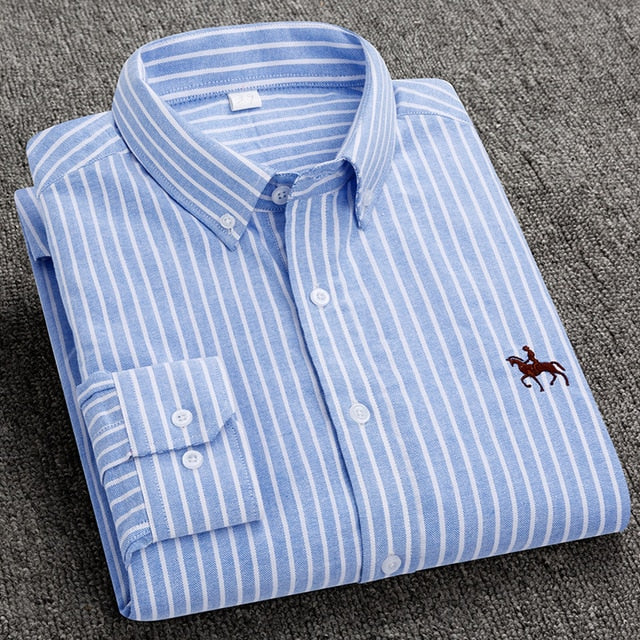 Camisa Oxford de algodón de manga larga