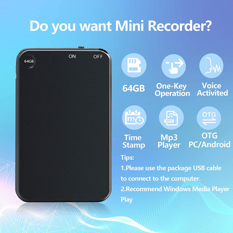 Mini enregistreur vocal discret - Jusqu'à 50h d'enregistrement