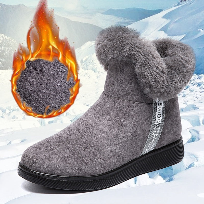 Bottines effet daim - fourrées - Femme