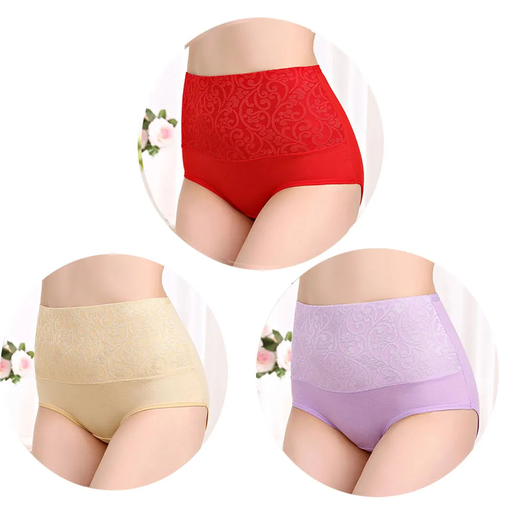 Paquete de 3 braguitas abdominales de algodón para mujer