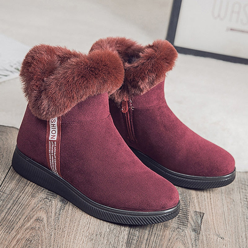 Bottines effet daim - fourrées - Femme