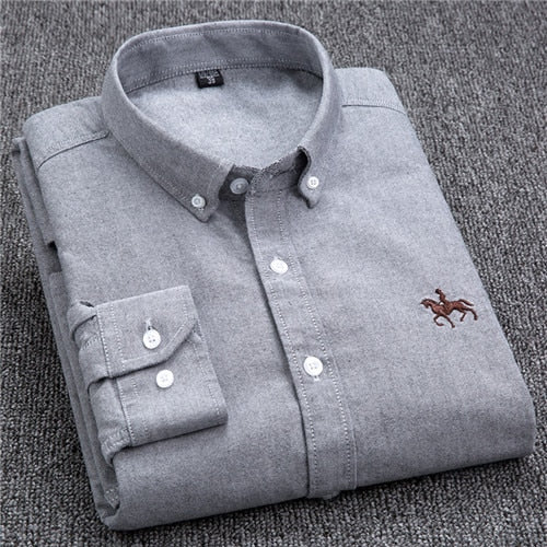 Camisa Oxford de algodón de manga larga