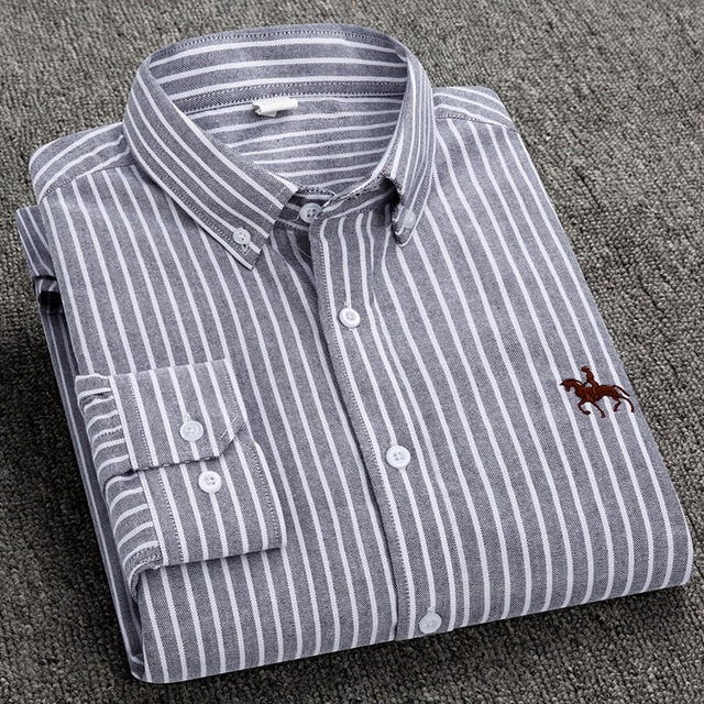 Camisa Oxford de algodón de manga larga