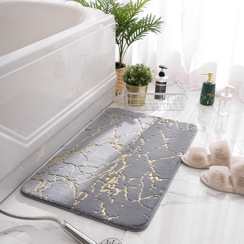 Alfombra de baño ultra absorbente efecto mármol