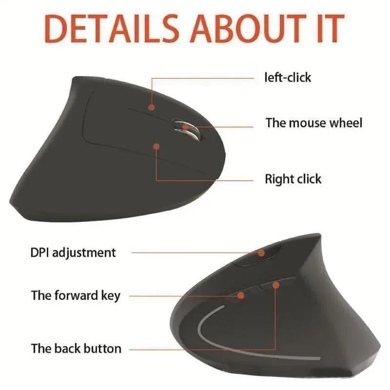 Souris Verticale Sans Fil Ergonomique Anit-douleurs — Confort optimal & Prise en Main Naturelle
