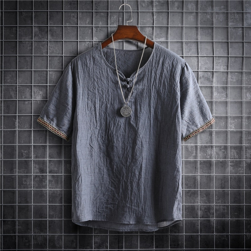 Camiseta coreana de lino - Ligera y transpirable