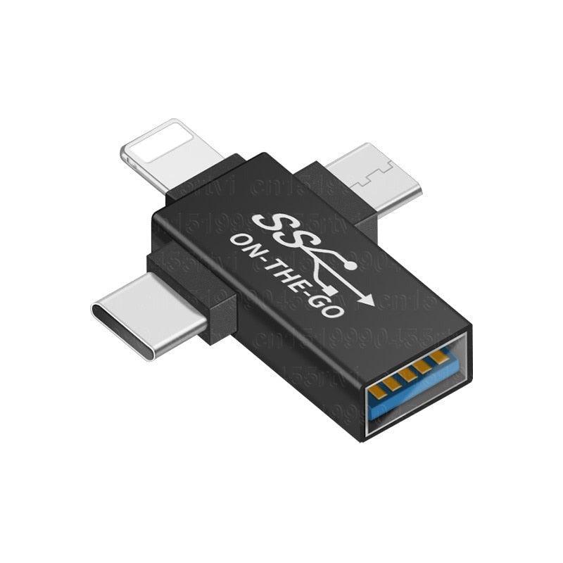 Connecteur USB 3 en 1 universel - USB, Iphone, Android, PC, Tablette