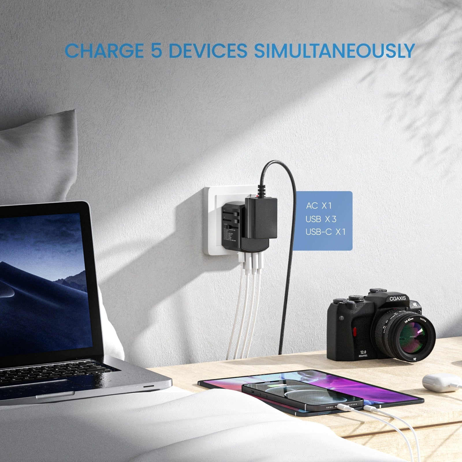 Adaptateur universel de voyage - EU, UK, USA & AU