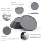 Lot de 6 Sous-Verres en Silicone 10 cm – Antidérapants & Réutilisables – Pour Verres, Tasses & Desserts