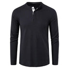 Top Henley à manches longues et col à boutons