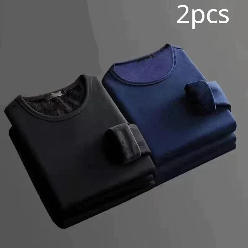 Lote de 2 camisetas térmicas de manga larga con forro polar - Hombre