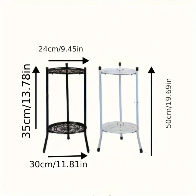 Étagère Métal 2 Niveaux pour Plantes Intérieur/Extérieur