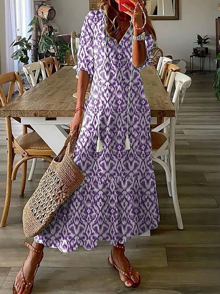 Vestido Largo de Verano Estampado Floral