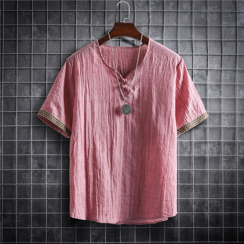 Camiseta coreana de lino - Ligera y transpirable