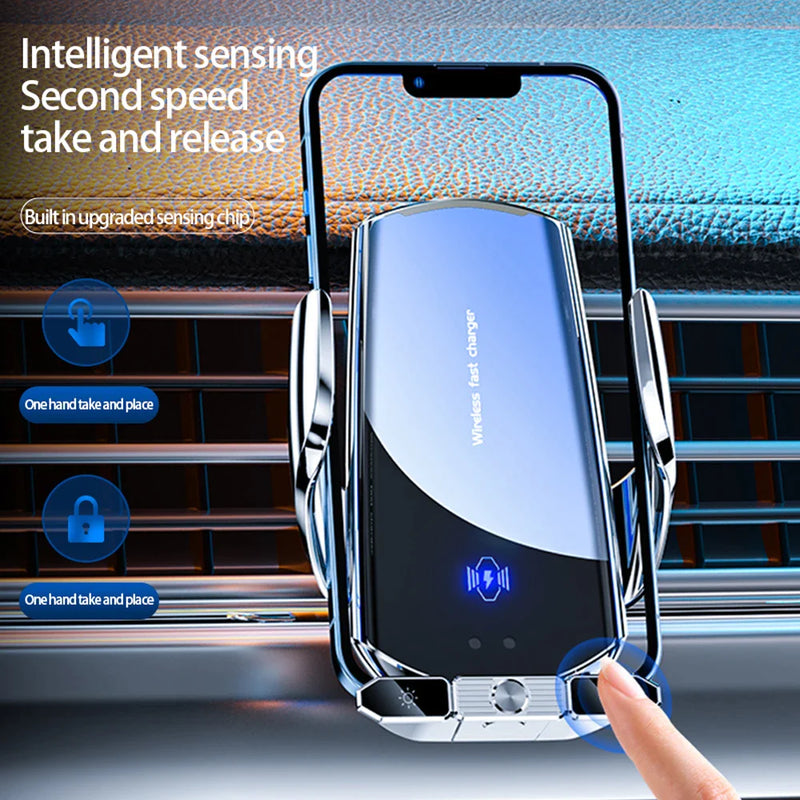 Station de recharge Rapide sans-fil pour smartphone en voiture - Double support rotatif 360°