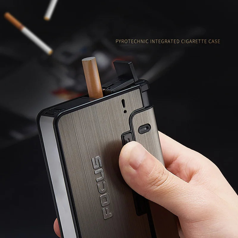 Étui Métallique 2 en 1 Cigarettes & Briquet - Idée Cadeau