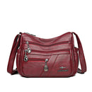 Sac à bandoulière en cuir PU souple - Multipoche