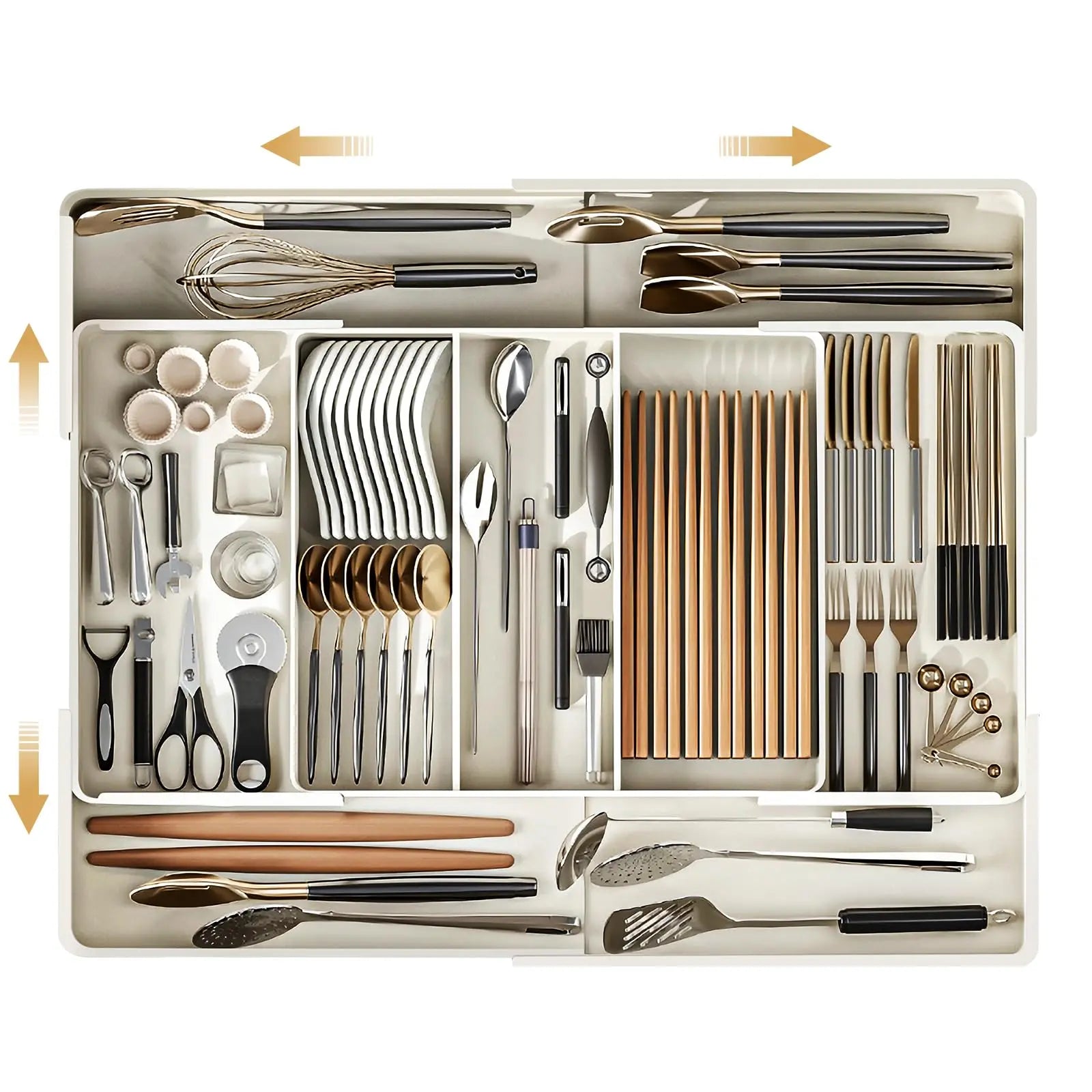 Organizador de Cajones Extensible con Compartimentos para Cocina