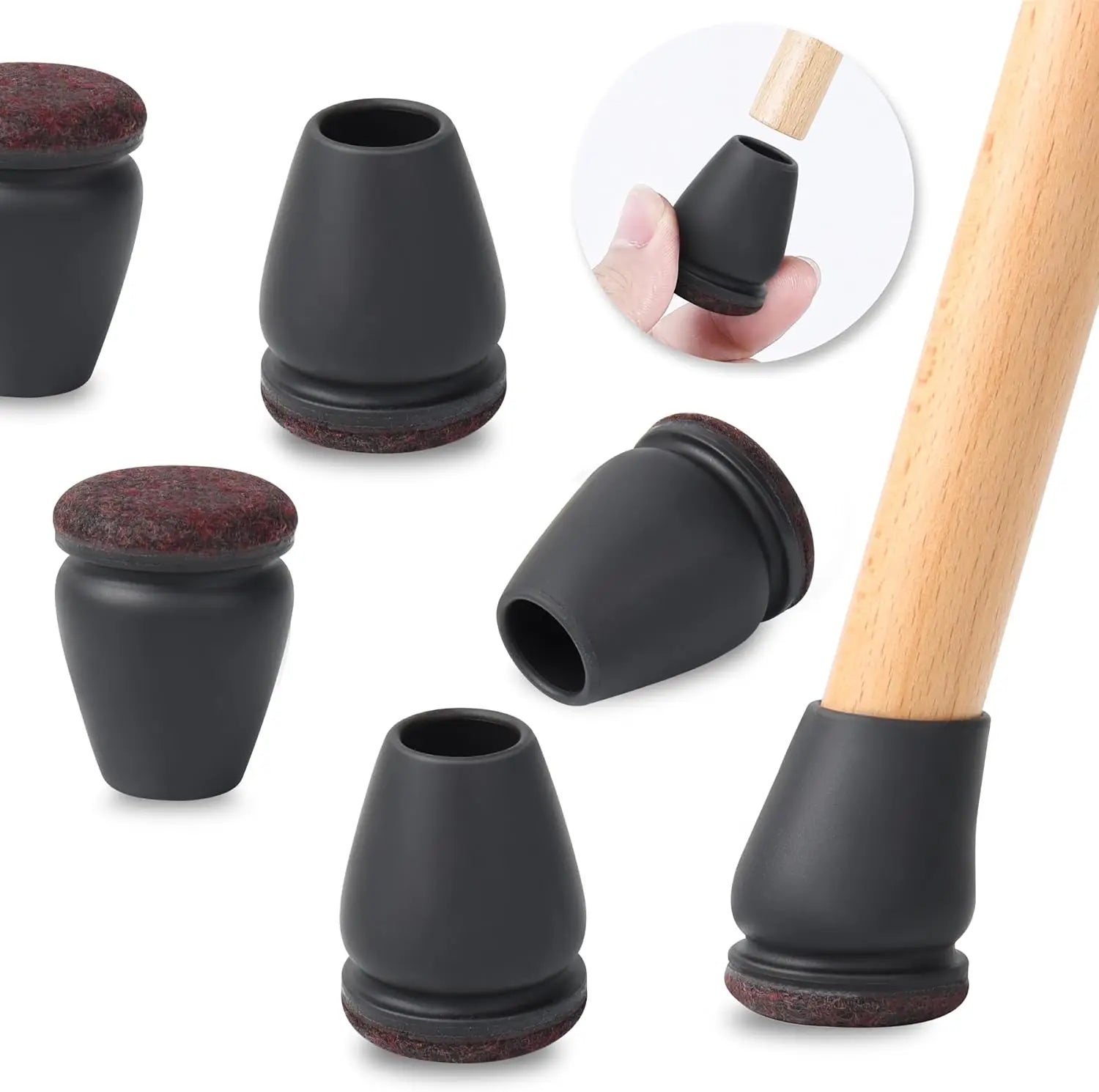 Protector de patas de silicona y fieltro para sillas y muebles - 8 piezas