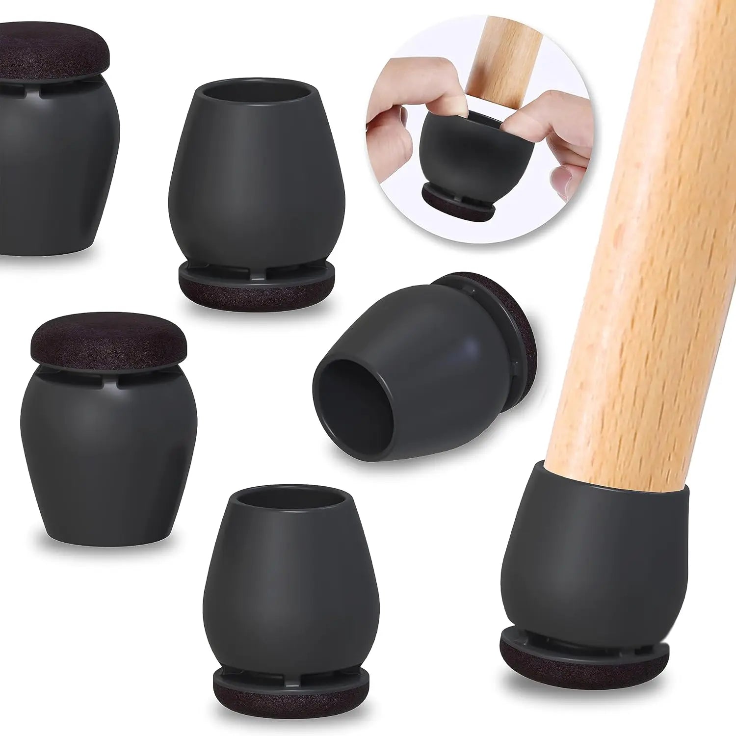 Protector de patas de silicona y fieltro para sillas y muebles - 8 piezas
