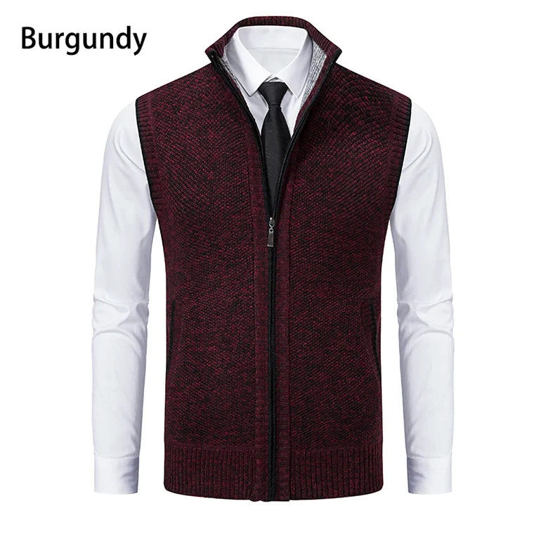 Gilet sans manches à maille col cheminé Homme