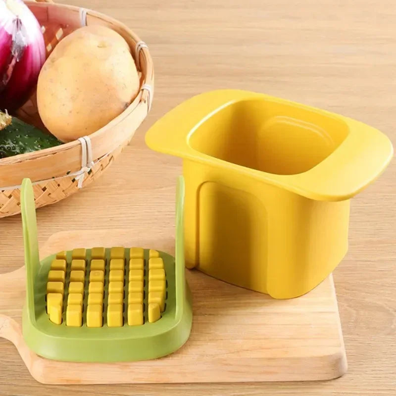 Hachoir à légumes multifonctionnel en plastique - coupe-frites & dés d'oignon rapide