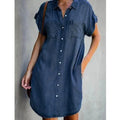 Robe Tunique Chemise en Jean manches courte et poches