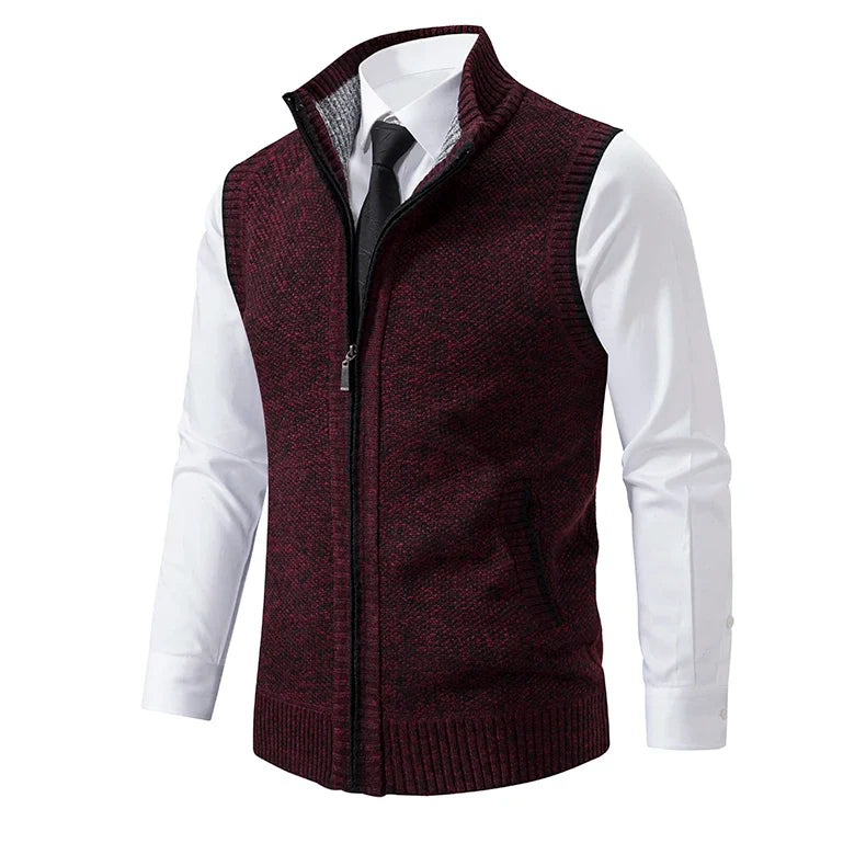 Gilet sans manches à maille col cheminé Homme