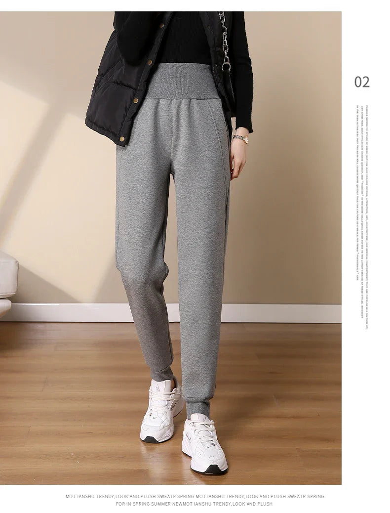 Jogging Slim à Large Taille Haute et Doublure Polaire