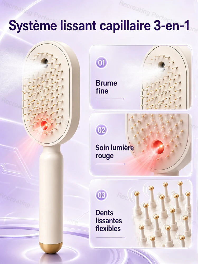 Brosse Lissante Électrique – Brume Fine, Lumière Rouge, Cheveux Secs & Humides