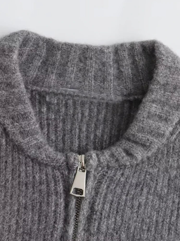 Gilet style blouson aviateur en maille zippé