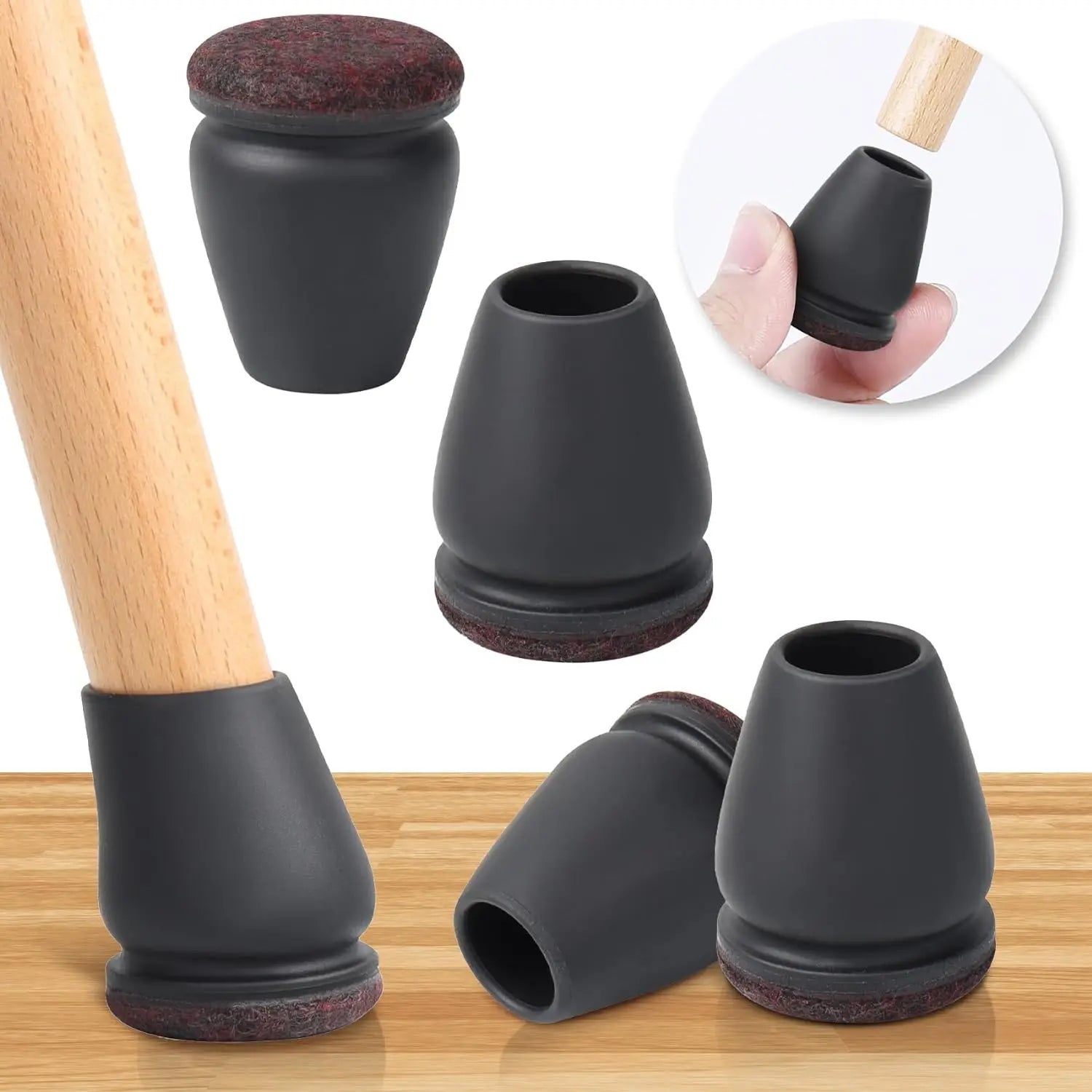 Protector de patas de silicona y fieltro para sillas y muebles - 8 piezas
