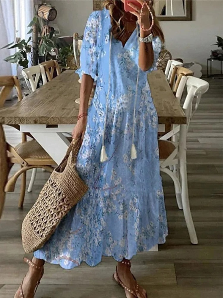 Vestido Largo de Verano Estampado Floral