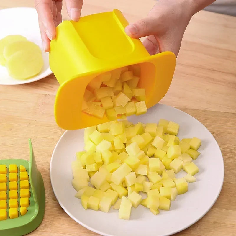 Hachoir à légumes multifonctionnel en plastique - coupe-frites & dés d'oignon rapide