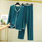 Ensemble Homewear Femme en Modal – Pyjama Chemise Col V & Pantalon Long Ample