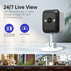 Mini Caméra WiFi 1080P Extérieur/Intérieur avec Vision Nocturne