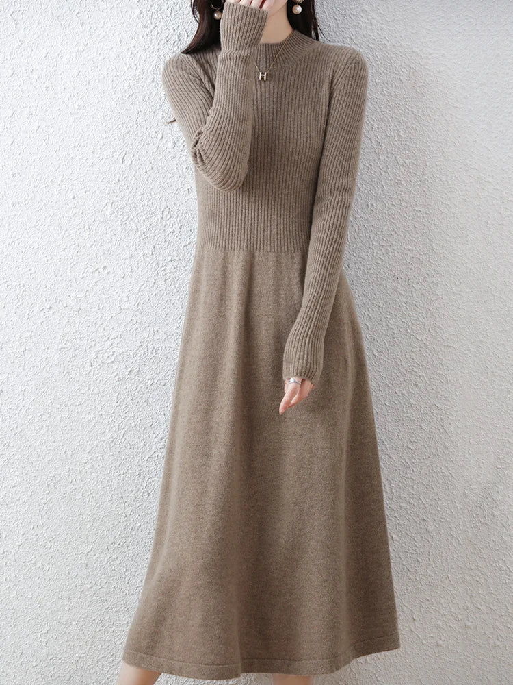 Vestido largo de 100% Lana merino