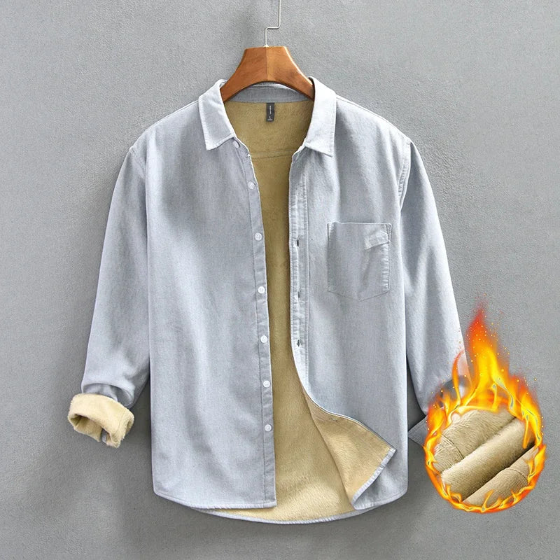 Camisa polar de manga larga para hombre - 100% algodón