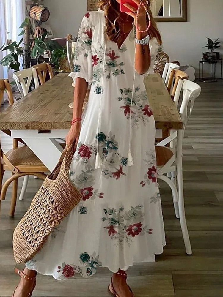 Vestido Largo de Verano Estampado Floral