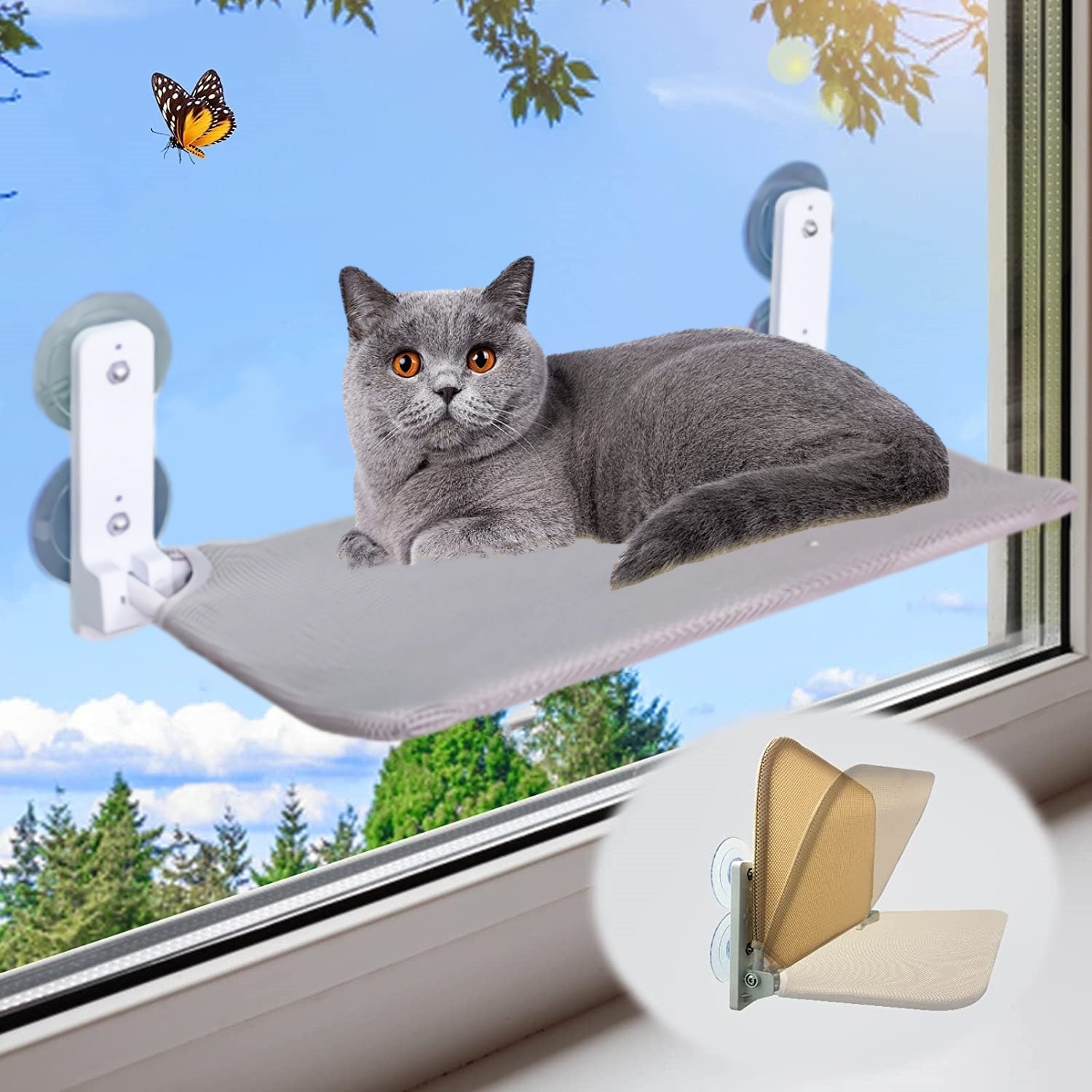 Hamaca plegable de ventana para gato