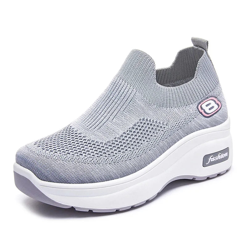 Zapatos de caminar con cuña sin cordones Confort+