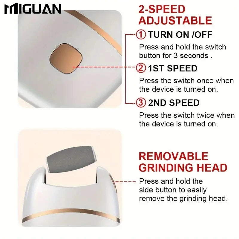 Râpe Électrique Rechargeable avec éclairage LED pour Pieds Doux