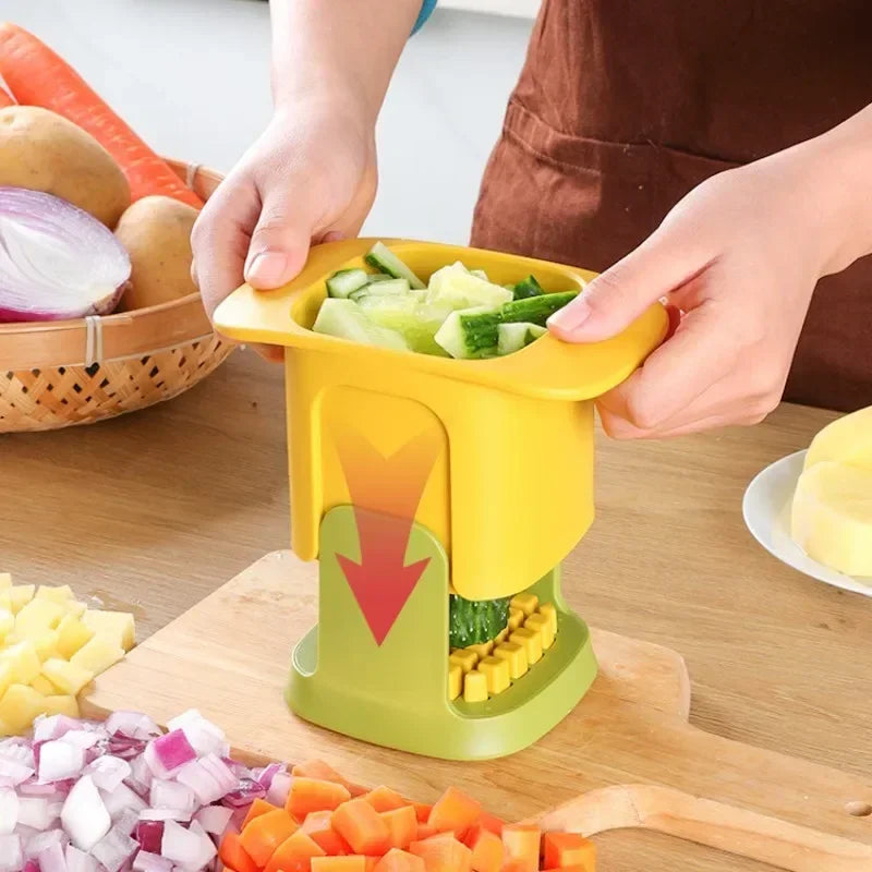 Hachoir à légumes multifonctionnel en plastique - coupe-frites & dés d'oignon rapide