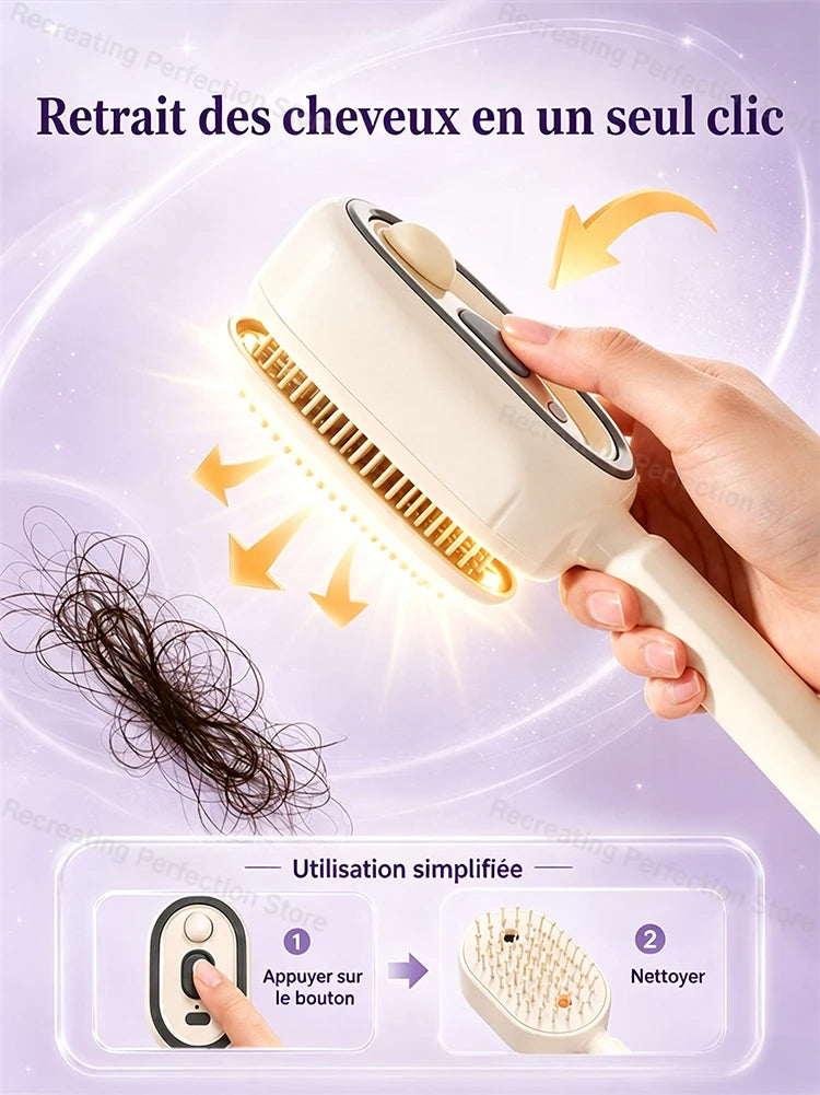 Brosse Lissante Électrique – Brume Fine, Lumière Rouge, Cheveux Secs & Humides